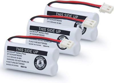 Cordless Phone Batteries 2.4V 600Mah Ni-Mh (3 Pack) for Multiple Models