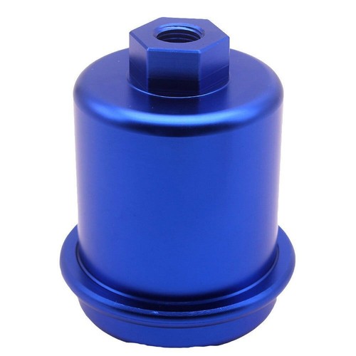 Blue Universal Aluminum High Flow Performance Fuel Filter M14x1.50 & M12x1.25 - Picture 4 of 9
