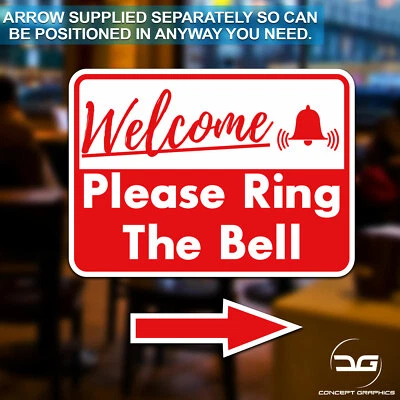 CONCEPT GRAPHICS Please Ring The Bell Front Door Shop Business Window Wall Vinyl Sticker Sign