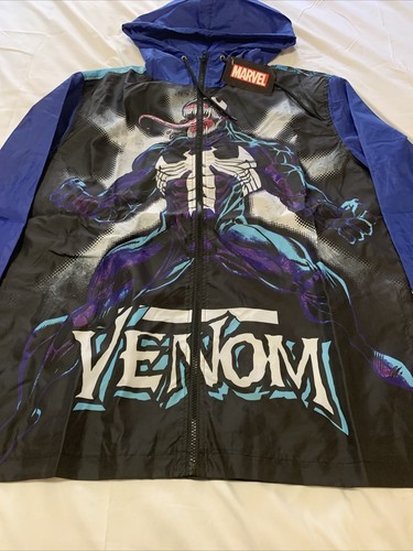 Marvel Spiderman Venom Graphic Hooded Full Zip Windbreaker Light Jacket LRG AOP - Bild 8 von 21