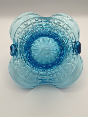 Vintage Fenton Squares With Dots Blue Basket Applied Glass Handle *FREE SHIPPING - Picture 8 of 13
