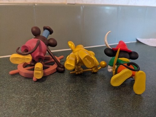 Lote de 3 figuras de personajes de Mickey Mouse de Disney Taylor Steamboat - Imagen 6 de 6
