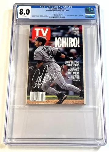 ICHIRO SUZUKI BEAUTIFUL 2001 CGC 8.0 RC ROOKIE FIRST SEATTLE MARINERS MAGAZINE