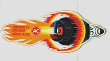 1968 AC FIRE RING SPARK PLUGS VINTAGE NOS LEFT RACING DECAL STICKER NASCAR LARGE