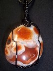 Wire Wrapped Polished RARE Lake Superior CRAZY Eye AGATE 18 inch Necklace A-165