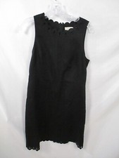 Loft Womens Dress 4 Black Tank Sleeveless Zips Midi Trim Stretch Rayon Polyester