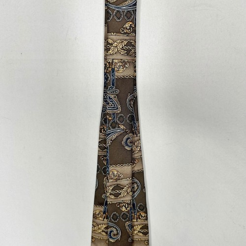Corbata de cachemira de seda marrón beige azul marrón 4” Sutter & Grant para hombre nueva con etiquetas EE. UU. - Imagen 7 de 11