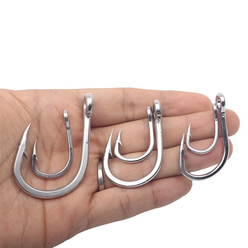 50PCS Stainless Steel Live Bait Circle Fishing Hook Saltwater Big Game 2/0-12/0 - Image 2 of 4