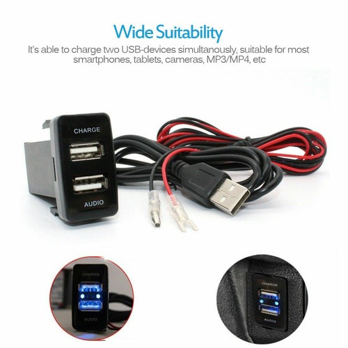 Car Dual USB Charger Socket Audio Port For Toyota 4Runner Highlander FJ Cruiser - Picture 6 of 12
