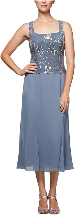 alex evenings women's tea length sequin mock dress Alex Evenings Women's Tea Length Mock Dress with Sequin Jacket (Petite and Regular Sizes)