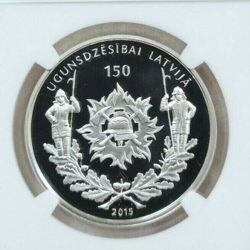 2015 LATVIA SILVER 5 EURO FIREFIGHTING IN LATVIA NGC PF 69 ULTRA CAMEO SCARCE ! - Picture 2 of 4