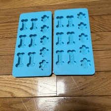 Dog Bones & Paws - Silicone Mold - 11 Mold Tray - Blue -set of two