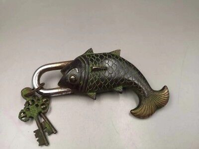 Buy Chinese Antique Old Copper Hand-made Carp Lock
