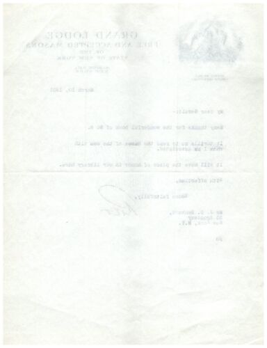 Carta intestata Gran Loggia Massoni di New York 1931 libera e accettata C5 - Foto 3 di 3
