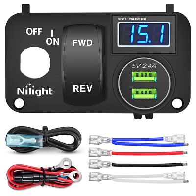 Nilight Golf Cart Key Switch Console Panel 9V-48V DC with Forward Reverse Rocker