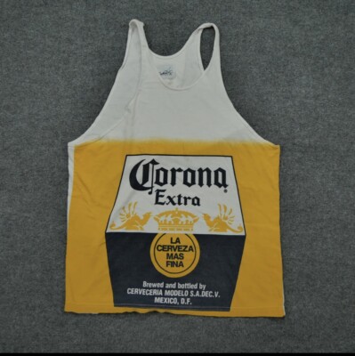 Vintage Corona Tank Top Adult XL White Shirt Alcohol Beer All Over Print Y2K