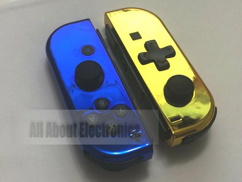 Custom Chrome Blue & Gold Nintendo Switch Joy Con Joy-Con DPAD set Controller - Picture 3 of 5