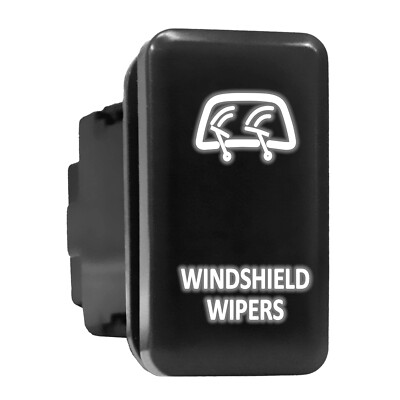 WINDSHIELD WIPERS White LED Backlit Tall Push Button 1.54''x0.83'' (Fit: Toyota)
