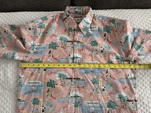 Reyn Spooner Peanuts Surfin’ Snoopy Classic Fit Popover Hawaiian Shirt Medium - Picture 10 of 11