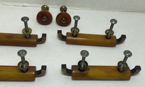 10 Matching Vintage Art Deco Butterscotch Bakelite Drawer Pulls Handles - Picture 13 of 15