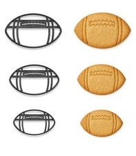 Football Cookie Cutter & Stamp Set – 3 Sizes (4", 3", 2") (Random Color)