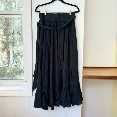 New Free People Epic Sunset Set Two Piece Skirt Set Crop Lace Linen Black Sz S - Picture 12 of 16