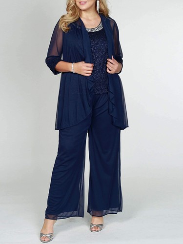 Womens Wedding Guest Pants Suit 3 Pieces Set Chiffon Evening Formal Party AU - Picture 133 of 177