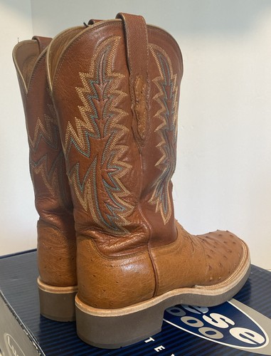 Stivali western Lucchese 2000 struzzo quill esotici uomo taglia 7 D suola resistente agli oli - Foto 7 di 23