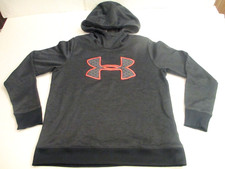 UNDER ARMOUR COLD GEAR Loose Boys Medium Dark Gray Pullover UA Logo Hoodie