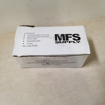 MFS Supply 67767 Polished Brass Entry Lock, Adjustable Back-Set Latch ...