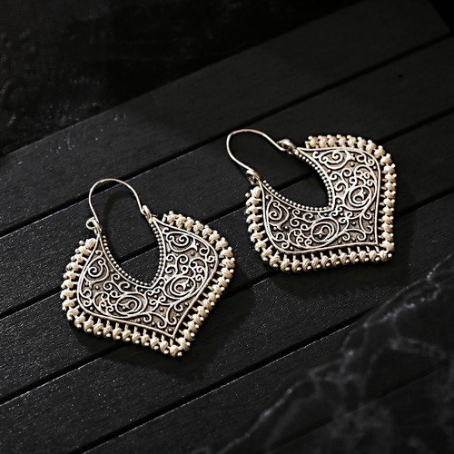 Mujeres Boho Patrón Retro Puño Ahuecado Elegante Gancho Pendientes Joyería Regalo - Imagen 123 de 140