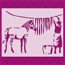 Banksy Washing Zebra Stripes Stencil – Street Art, Graffiti, Urban, Pop Culture