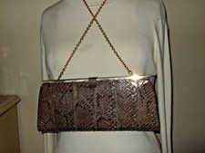 Vintage Mid Century Snake Skin Boxy Handbag Purse clutch chain purse