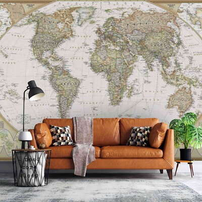 3D Vintage World Map Wall Murals Wallpaper Murals Wall Sticker
