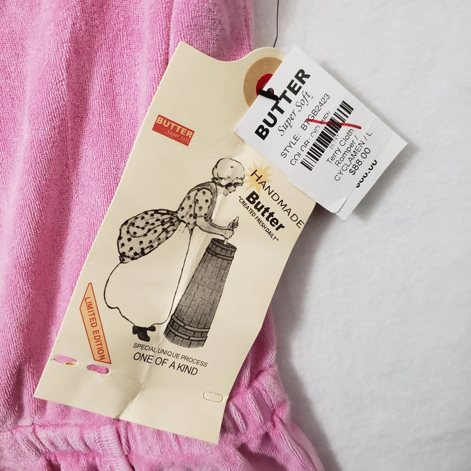 Mameluco de verano de tela de rizo supersuave BUTTER deslumbrado niñas grande rosa nuevo con etiquetas Foto 3 de 4