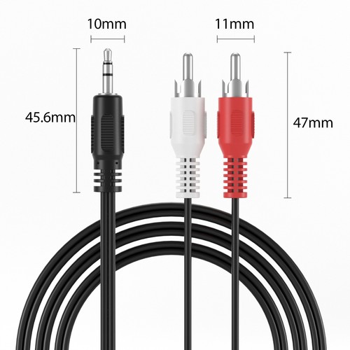5m Cinch zu 3,5mm Klinke AUX Audio-Kabel | 2x Cinch RCA Stecker auf Klinke - Bild 7 von 7