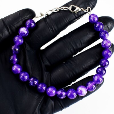 Hervorragendes Muster lila Amethyst 89,00 kt Perlen schönes Armband VK 28 E687
