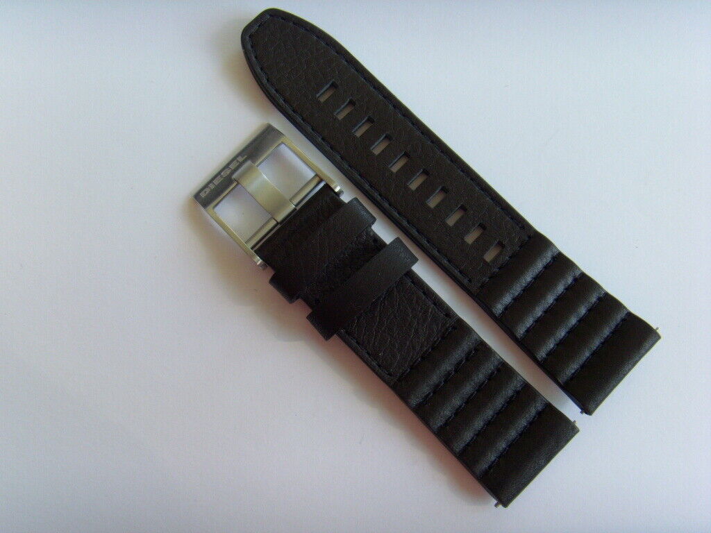 Diesel Original Bracelet de Rechange en Cuir DZT2008 Montre Noir 24mm