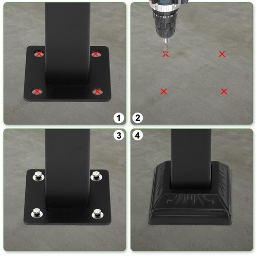 Schmiedeeisen Handlauf Veranda Handlauf passend für 1-3 Stufen Outdoor Treppengeländer schwarz - Bild 8 von 10