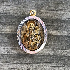 Medal Our Lady Of Maryknoll Pray For Us Two Tone Medal Fancy Border Vintage