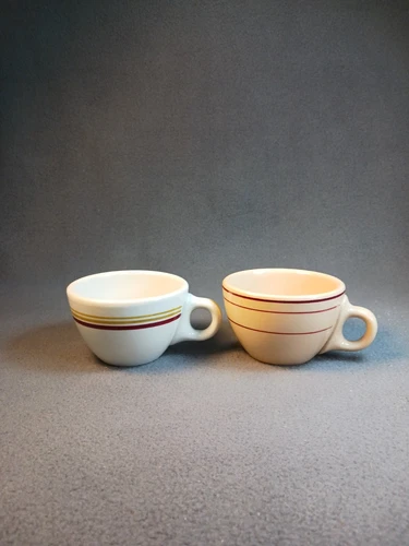 Vtg Heavy Diner Restaurant Ware Coffee Cups Mugs Set Of 2 Sterling Vitrified USA
