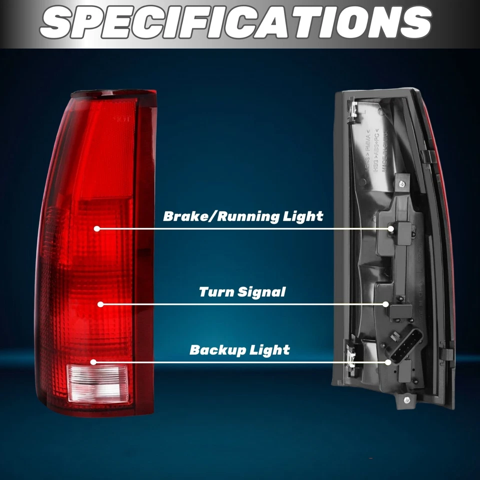 Tail Lights For CHEVROLET GMC C/K 1500 2500 3500 Pickup Suburban Pair W/Bulbs - Image 4 of 4