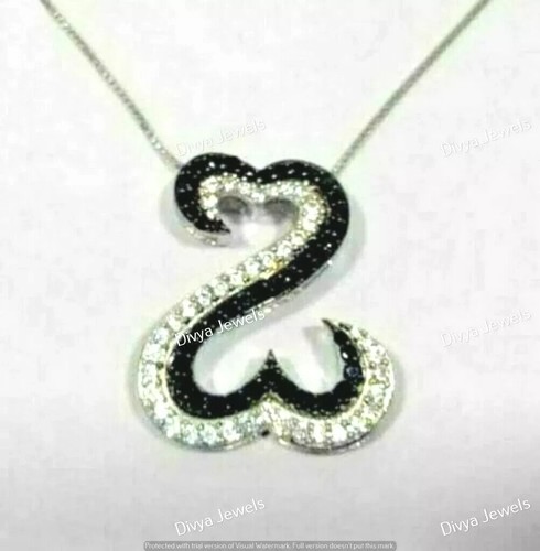 1.50Ct Round Cut Diamond Open Heart Pendant Real 925 Sterling Silver Lab Created
