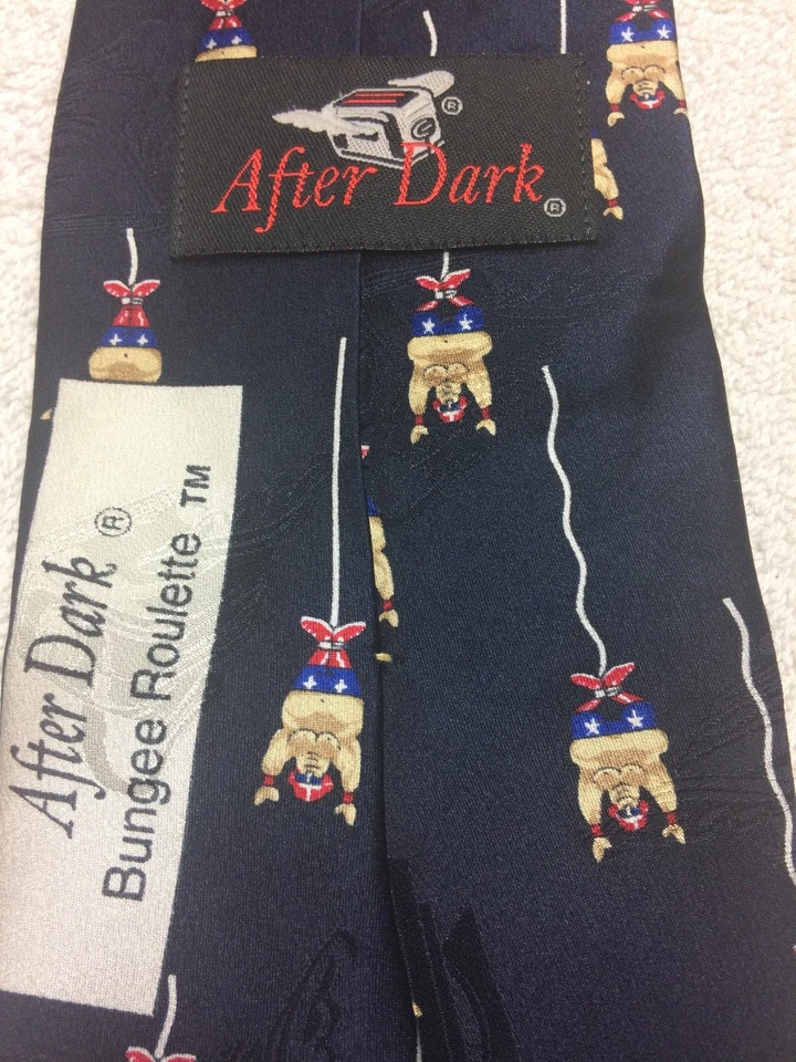 DESPUÉS OSCURO CORBATA PARA HOMBRE NEGRA CON PUMPER ELÁSTICO RULETA ELÁSTICA 4 X 59 NUEVA SIN ETIQUETAS Foto 4 de 4