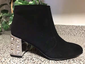 black booties with silver heel
