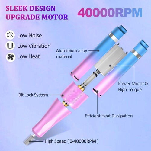 40000RPM Rechargeable/Electric Nail Drill Machine Manicure Portable Nail File AU - Picture 3 of 17