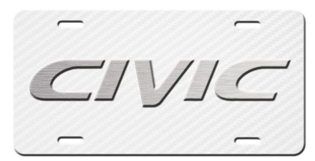 Civic Vanity Novelty Aluminum License Plate Tag New Silver White - Picture 1 of 5