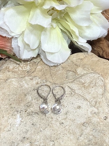 35. Designer JCM 14K White Gold CZ Teardrop Dangle Leverback Earrings 29mm, 2.3g - Picture 16 of 20