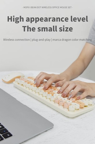 Wireless Keyboard and Mouse, Cute Colorful 68 Round Keycap Compact Keyboard - Picture 15 of 31