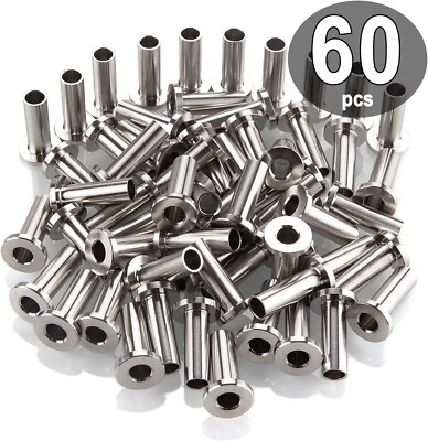 60 Pack Cable Railing Protector Sleeves - Stainless Steel T316 Marine Grade Prot